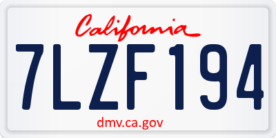 CA license plate 7LZF194