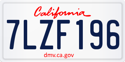CA license plate 7LZF196