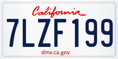 CA license plate 7LZF199