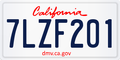 CA license plate 7LZF201