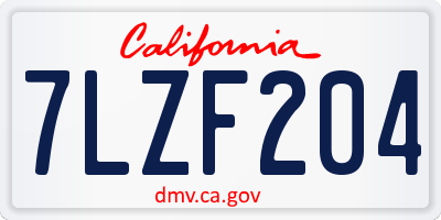 CA license plate 7LZF204