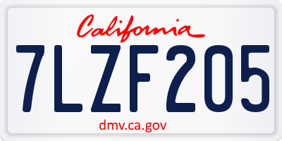 CA license plate 7LZF205