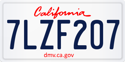 CA license plate 7LZF207