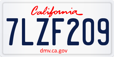 CA license plate 7LZF209