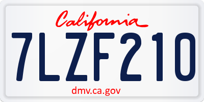CA license plate 7LZF210