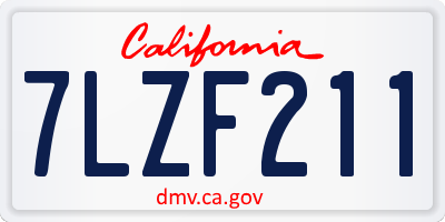 CA license plate 7LZF211