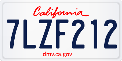 CA license plate 7LZF212