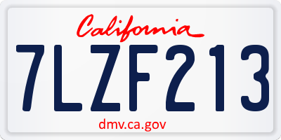 CA license plate 7LZF213