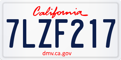 CA license plate 7LZF217
