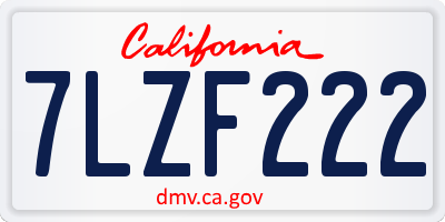 CA license plate 7LZF222