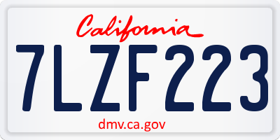 CA license plate 7LZF223