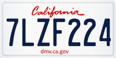 CA license plate 7LZF224