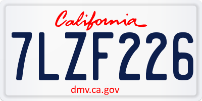CA license plate 7LZF226