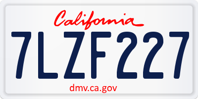 CA license plate 7LZF227