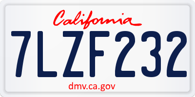 CA license plate 7LZF232