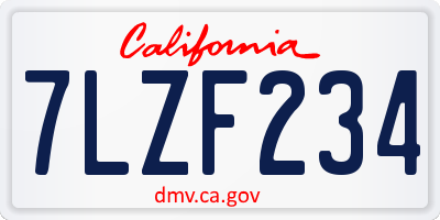 CA license plate 7LZF234