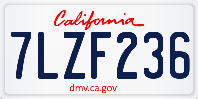 CA license plate 7LZF236