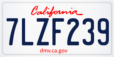 CA license plate 7LZF239