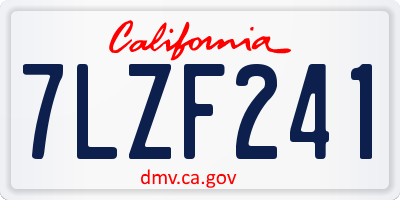 CA license plate 7LZF241