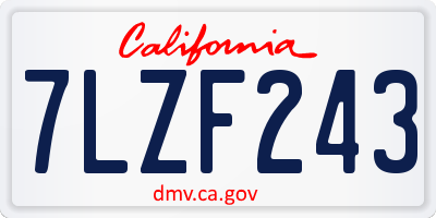 CA license plate 7LZF243