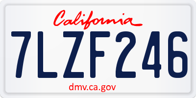 CA license plate 7LZF246