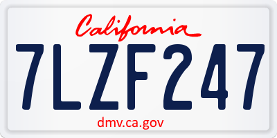 CA license plate 7LZF247