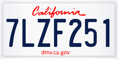 CA license plate 7LZF251