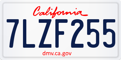 CA license plate 7LZF255