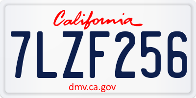 CA license plate 7LZF256