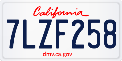 CA license plate 7LZF258