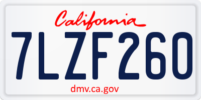 CA license plate 7LZF260