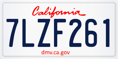 CA license plate 7LZF261