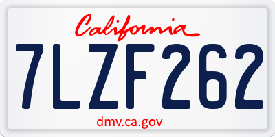 CA license plate 7LZF262