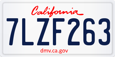 CA license plate 7LZF263