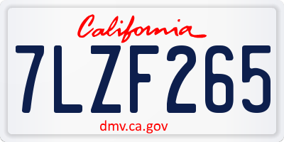 CA license plate 7LZF265