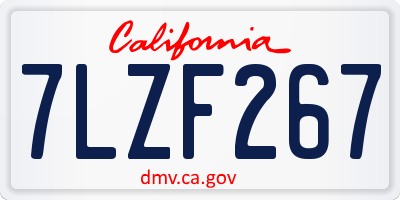 CA license plate 7LZF267