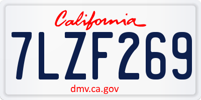 CA license plate 7LZF269