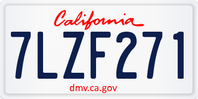 CA license plate 7LZF271