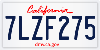 CA license plate 7LZF275