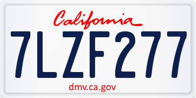 CA license plate 7LZF277