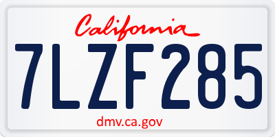 CA license plate 7LZF285