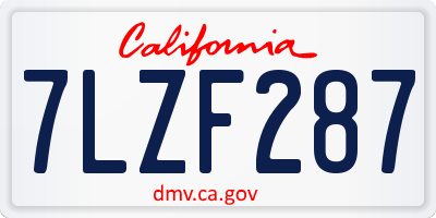 CA license plate 7LZF287