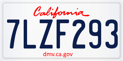 CA license plate 7LZF293