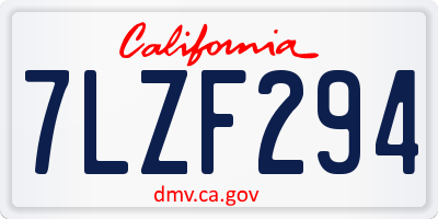 CA license plate 7LZF294