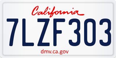 CA license plate 7LZF303