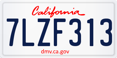 CA license plate 7LZF313