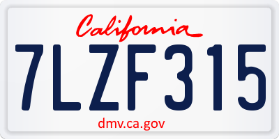 CA license plate 7LZF315