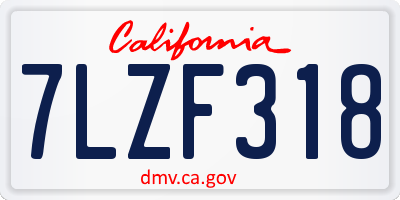 CA license plate 7LZF318