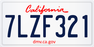 CA license plate 7LZF321