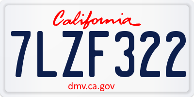 CA license plate 7LZF322